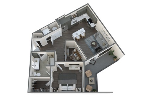 Floor plan for 1 bed, 1 bath, 800 sqft